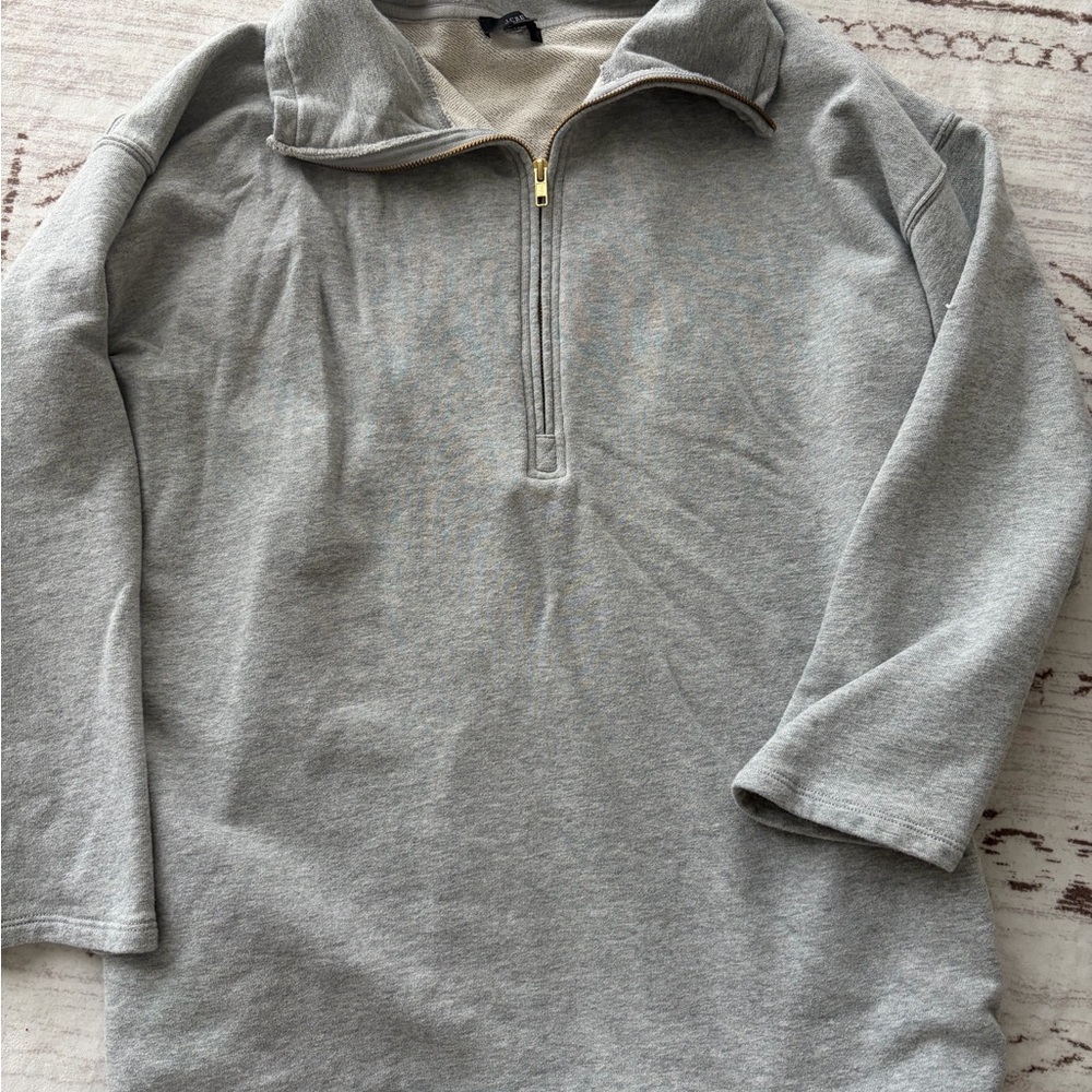 J. Crew Men's Light Gray Quarter-Zip Pullover